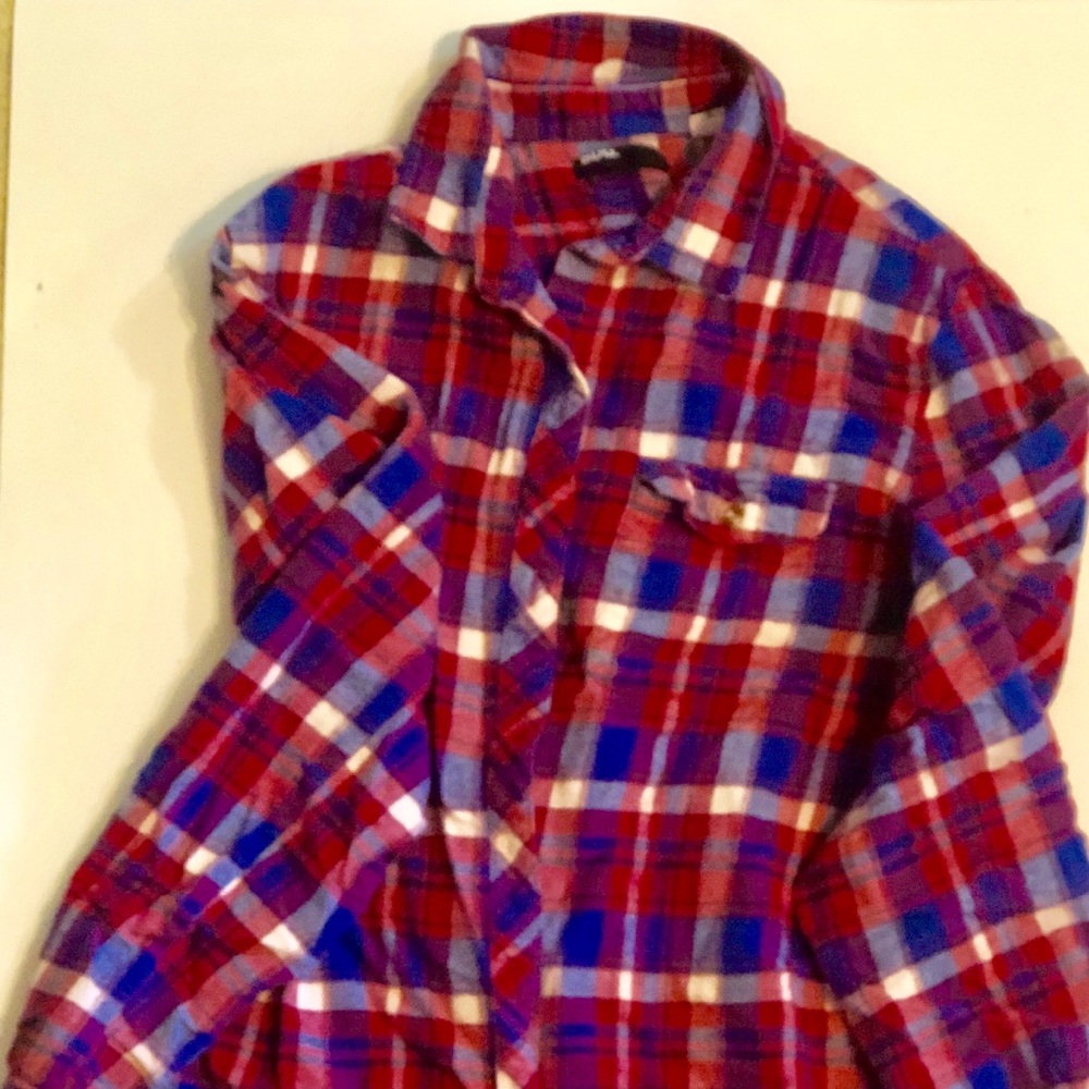 Red and blue flannel top